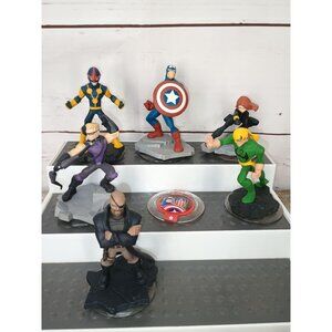 Marvel Superhero Figurine Set - Includes Captain America Black Widow Hawkeye Nic
